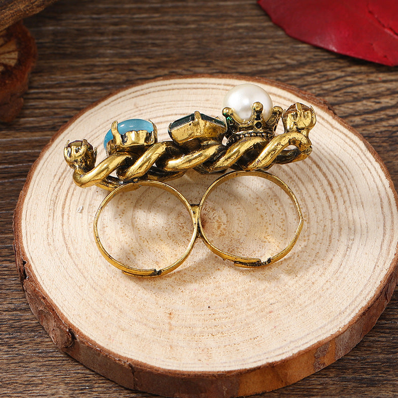 Wholesale Red Enamel Gemstone Colored Light Glass Butterfly Enamel Ring